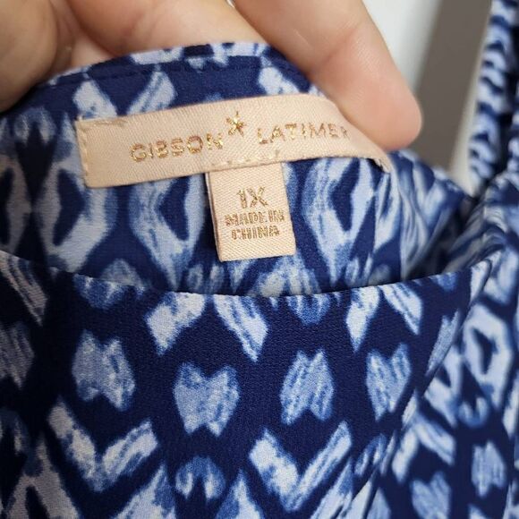 Gibson Latimer Cold Shoulder Tie Belt Blue Maxi Dress Size 1X - Picture 9 of 10